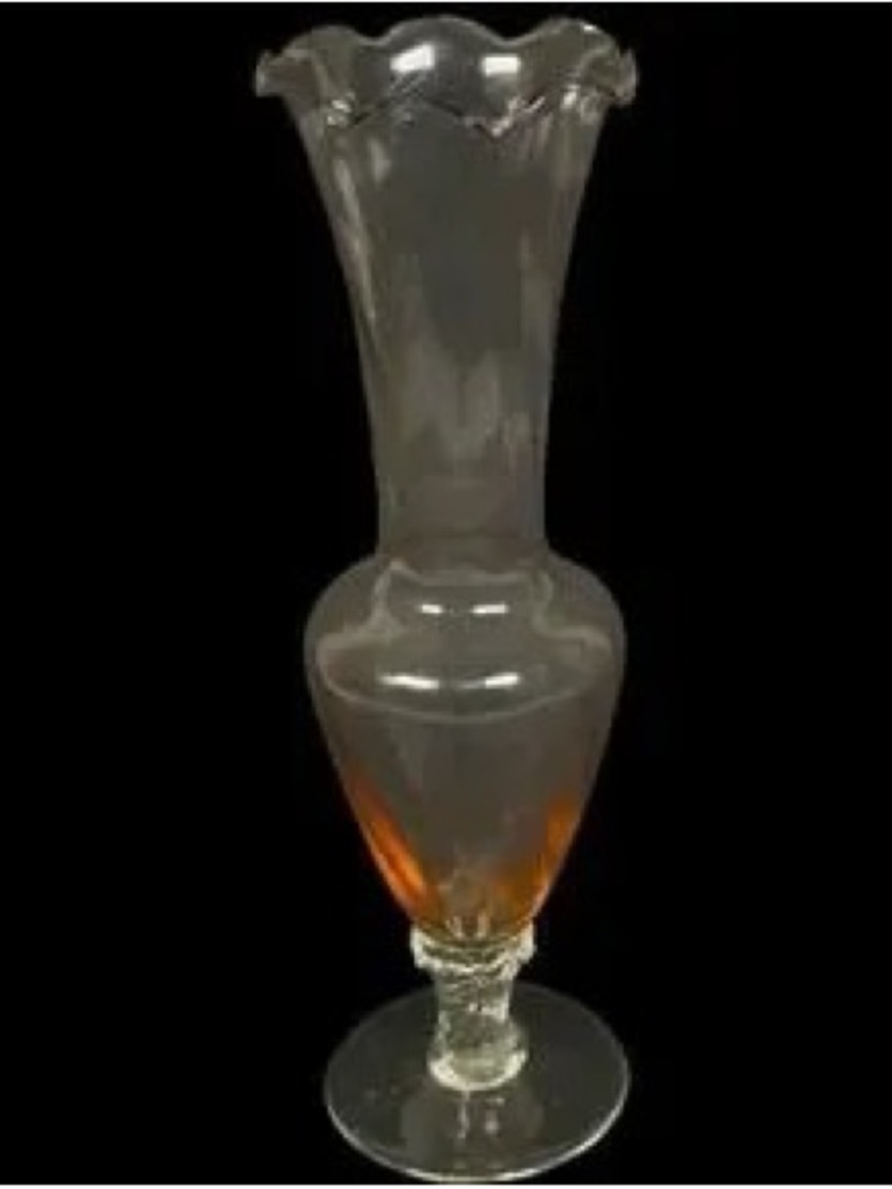 Elegant Clear Glass Vase with Amber Accent